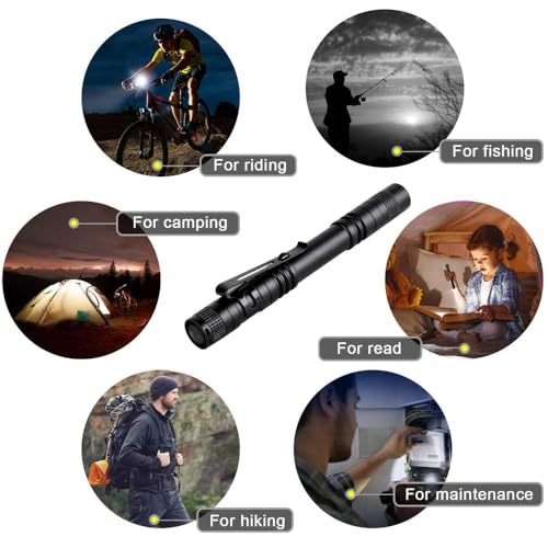 Tileon Pen Flashlight 10 PCS LED Pen Light with Clip - 2×AAA