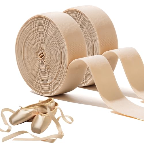 Soft Stretch Ballet Ribbon - 10m Satin Elastic for Pointe Shoes, Nude