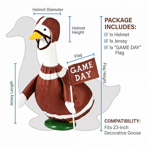 Football Goose Outfit for 23-Inch Lawn Goose - Brown, Medium