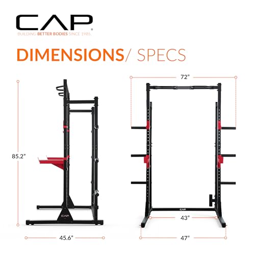 Power Rack with Pull-Up Bar & Attachments - Black