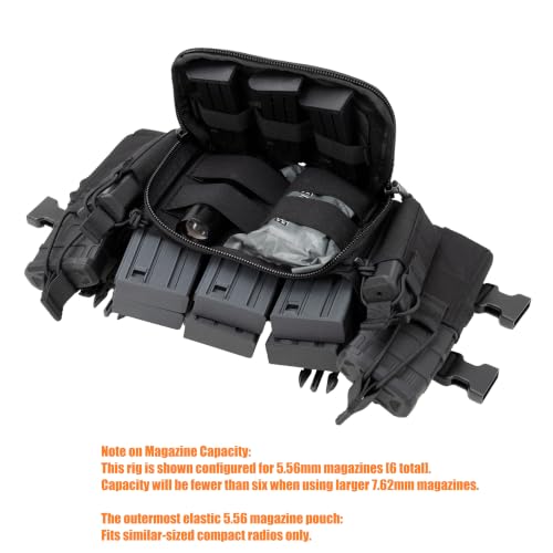 Tactical Chest Rig with Magazine Pouches & Dangler Pouch - Black