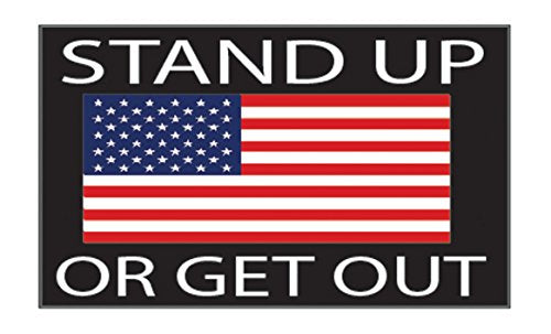 3x5 Inch USA Flag Bumper Sticker - Stand Up Or Get Out