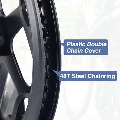 WEEROCK 48T 170mm Aluminium Alloy Crankset with Steel 46/48/52T Chainring & Double Chain Cover for E-Bikes Folding Bicycles