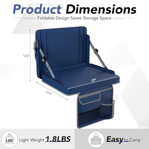 Adjustable Stadium Seats with Back Support - 2-Pack Navy