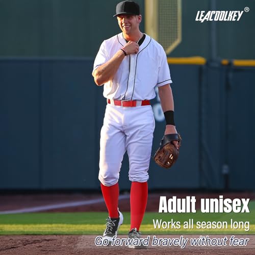 LEACOOLKEY Baseball Belt and Socks Combo Set F-red Adult – Adjustable softball belt & socks