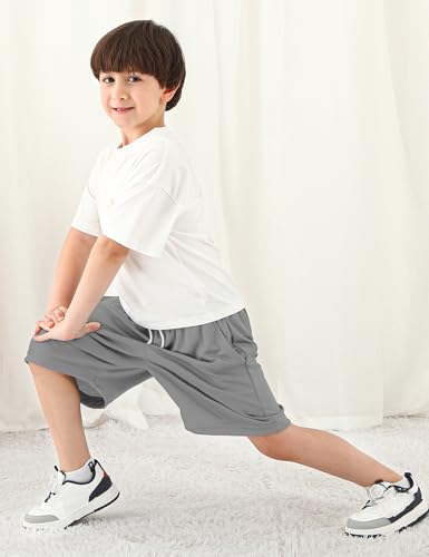 Boys Athletic Mesh Shorts - Quick Dry for Ages 14-16 Years - Light Gray
