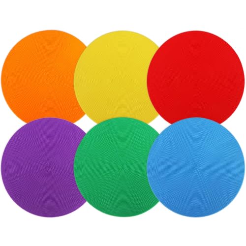 9-Inch Non-Slip Poly Spot Markers - 6 Pcs for Gym & Dance Training
