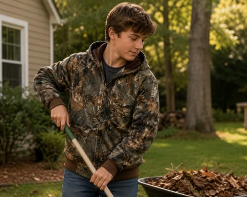 TrailCrest Boys Large Camo Full Zip Hoodie Sweatshirt for Outdoor & Casual Wear