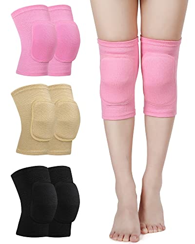 Eurzom 3 Pairs Dance Knee Pads for Women M Black Skin Pink