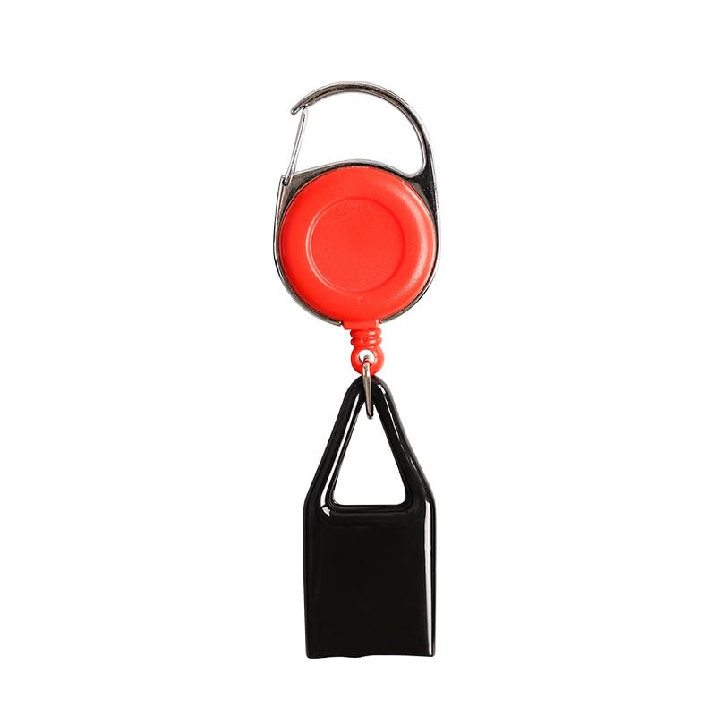 Retractable Lighter Holder with Clip - Anti-Lost Keychain for Hiking - Red