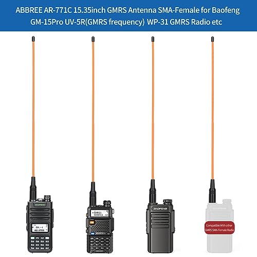 GMRS Antenna 15.3-Inch Whip SMA-Female for Baofeng Radios - Orange