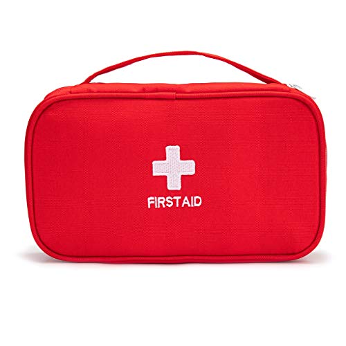 Small Empty First Aid Bag - Red Handle Travel Pouch