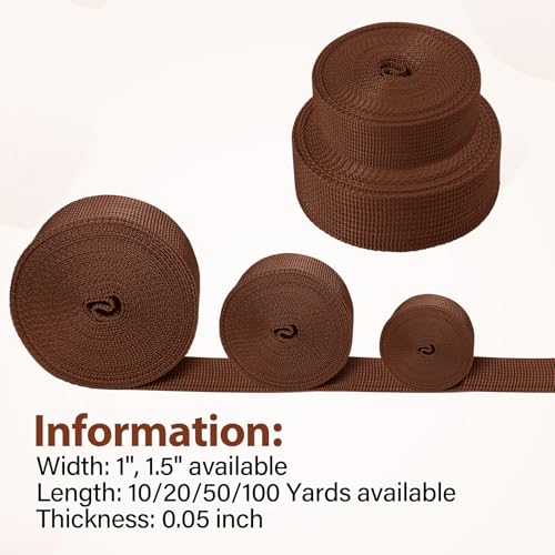 Polypropylene Webbing Strap - 1 Inch x 10 Yards - Brown