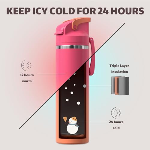 OISIZ Sunset Insulated 24 oz Water Bottle with 2-in-1 Straw & Spout Lid, Leakproof & Keeps Cold 24H