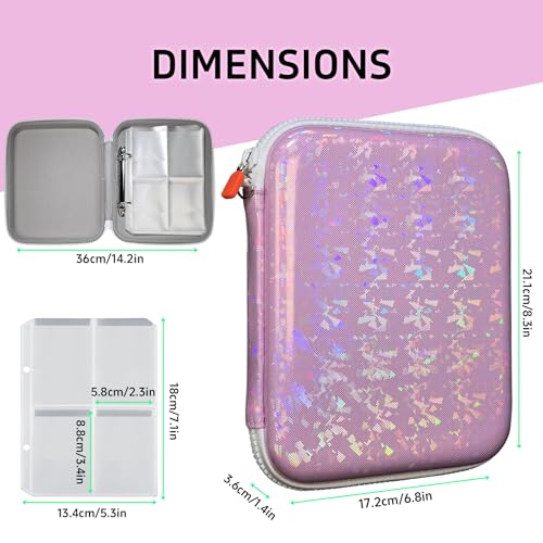 Pink Sparkly Card Case Holder for Yoto Cards, 80-Pockets Zipper Organizer