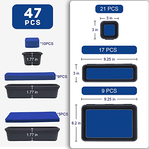 Tool Box Organizer, Tool Drawer Organizer Tray Divider, Toolbox Organization, Garage Tool Organizers and Storage, Tool Box Accessories for Rolling Tool Chest Cabinet (Blue (47PCS))