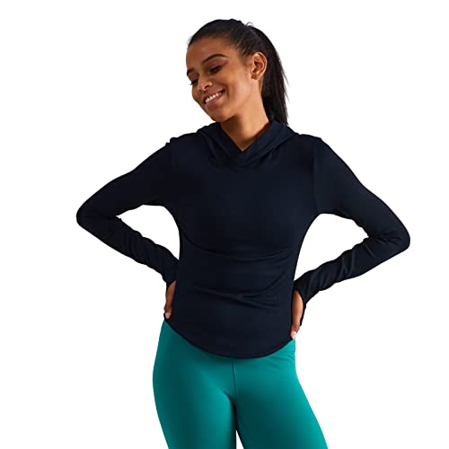 Women's Hooded Long Sleeve Athletic Running Shirt with Thumb Holes