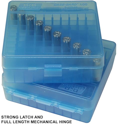 100 Round Flip-Top Ammo Box for 41/44 Cal - Clear Blue