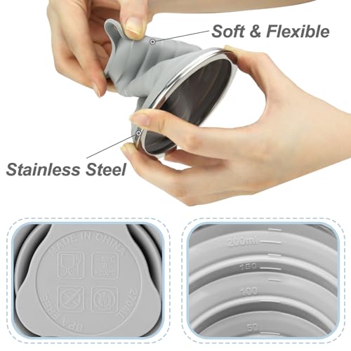Silicone Collapsible Camping Cups with Lids - 270ml, 2 Pack