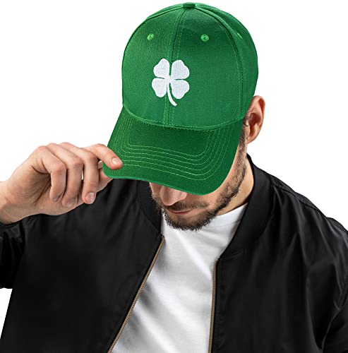 Shamrock Baseball Cap - Irish 4 Leaf Clover Hat for St. Patrick's Day - Medium Green