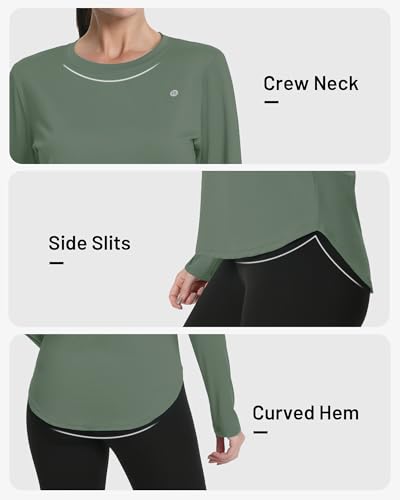 Runhit Women's Sun Shirt Long Sleeve UPF 50+ Gray Green M Sun Protection Quick Dry Rash Guard