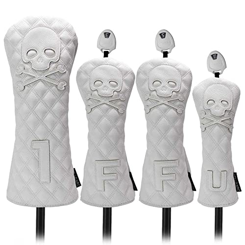 HELLO NRC White Skeleton Golf Club Covers Set for Driver & Fairway Woods 135UT