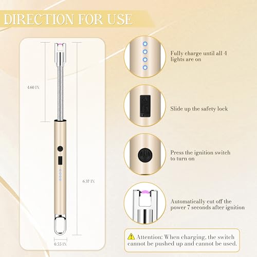Electric Rechargeable Candle Lighter - Windproof Plasma Lighter - Gold