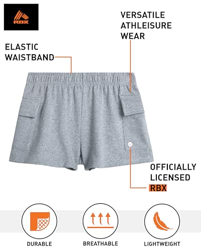 Girls Fleece Cargo Sweat Shorts with Pockets - Size 5-6, Grey