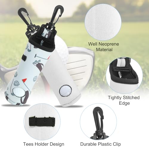 Portable Neoprene Golf Ball Carry Bag with Clip - White