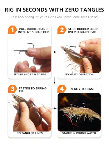 No-Kill Live Shrimp Hooks - High Carbon Steel Circle Hooks (15pcs, 2/0)
