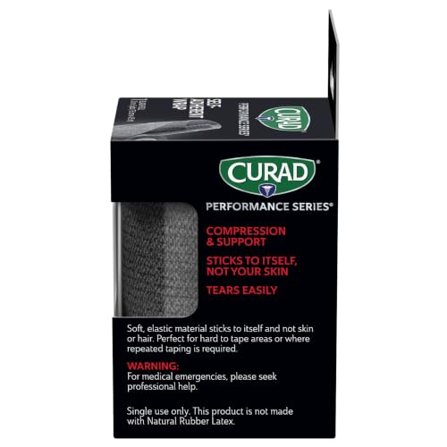 Self-Adherent Athletic Wrap - 3-inch x 5-yard Compression Support - Black