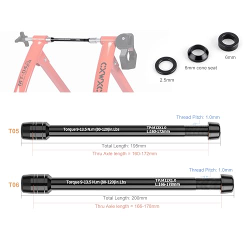 12mm Thru Axle Adapter for Bike Trainers - M12 x 1.0/1.5/1.75, 160-172mm