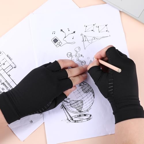 Copper Compression Gloves for Arthritis Relief - Fingerless Design