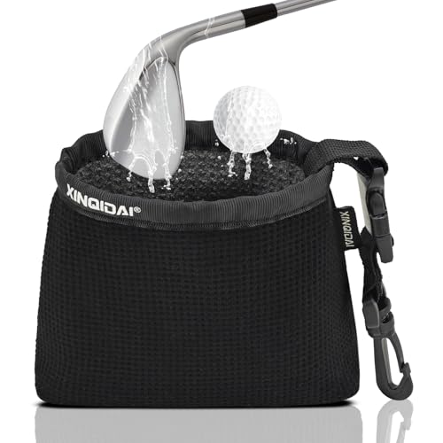 Waterproof Golf Club Cleaner Bag with Clip - Black