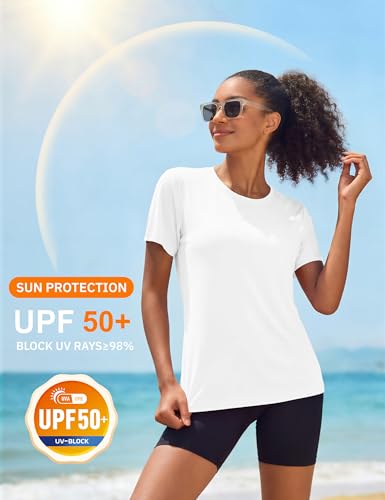 Women's Quick Dry Athletic Rash Guard - UPF 50+ - White, Medium