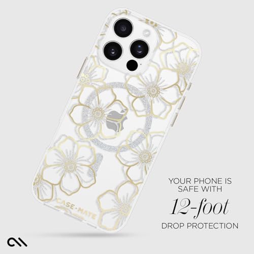 Case-Mate Floral Gems iPhone 16 Pro Max Case - Sparkling Rhinestones, 12ft Drop Protection, MagSafe Compatible
