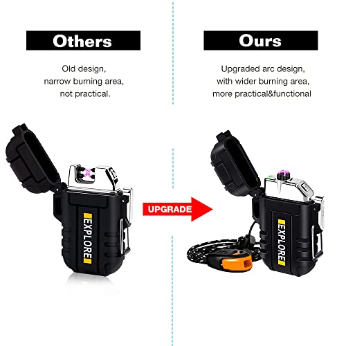 Rechargeable Dual Arc Plasma Lighter - Waterproof Black Dual Arc