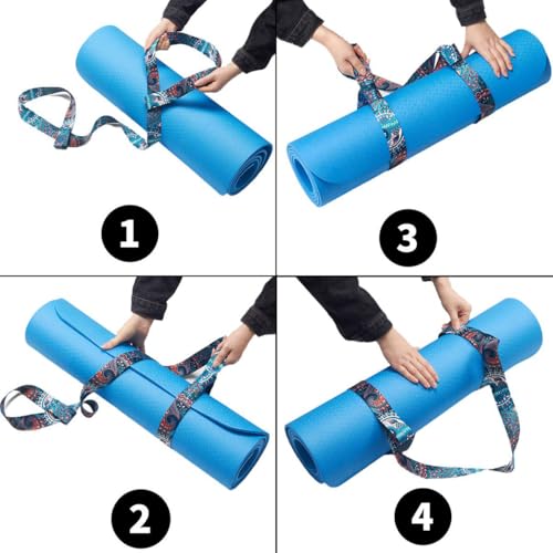 Adjustable Yoga Mat Carrier Strap - 5.9ft Stretching Strap - Black Style B