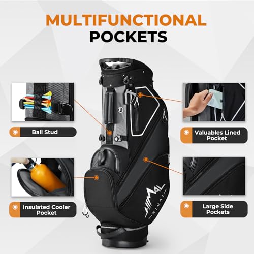 Lightweight 14-Way Golf Stand Bag with Magnetic Pocket - Black