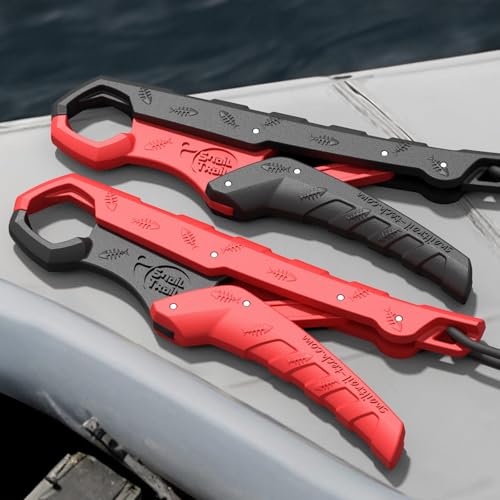 Floating Fish Gripper with Lanyard - Black-Red, 7.5"
