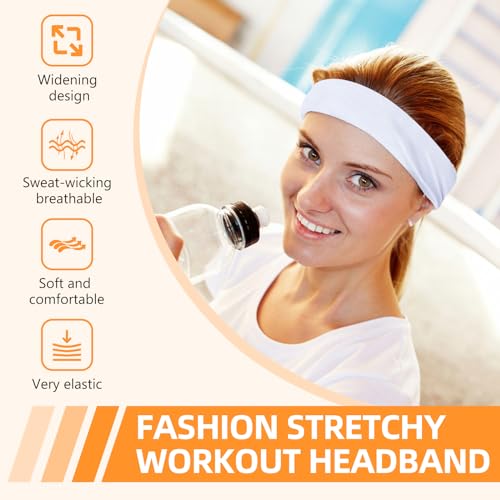 Elastic Non-Slip Headbands for Women - 8PCS Set in Black, White, Light Gray