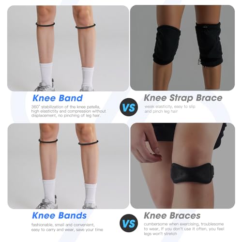 Knee Support Strap - Silicone Knee Brace, 3-Pair Set - Yellow, Pink & Green