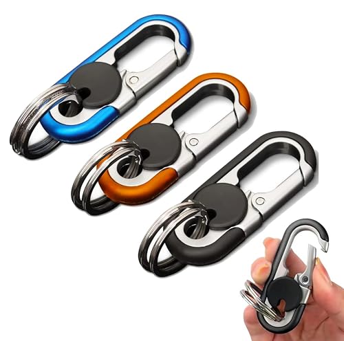 Personalized Stainless Steel Car Keychain Set - Black, Blue, Orange
