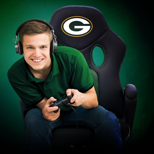 Vision Game Chair - Green Bay Packers, Black, 23 x 24 x 40-43 in