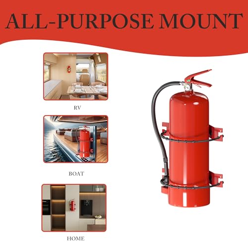 Premium Fire Extinguisher Mount Bracket - Universal Fit for 2.5&5lb Extinguishers, Heavy-Duty & Easy Installation - Ideal for Home, Truck, RV, Vehicle, Boat, Marine & Commercial Use - Durable Holder