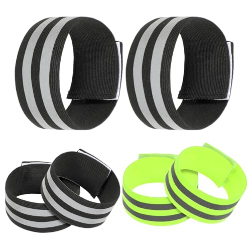 6 Pcs High Visibility Reflective Bands for Safety - Green & Black