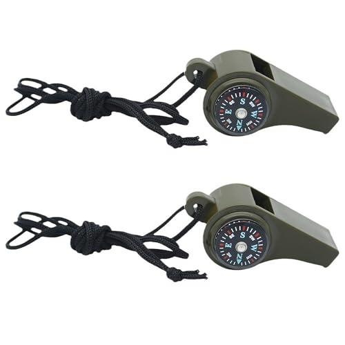 2 Pack Emergency Survival Whistle with Compass & Thermometer