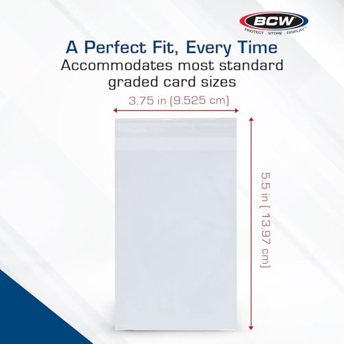 Resealable Graded Card Sleeves - 100 Pack, 3 3/4 x 5 1/2