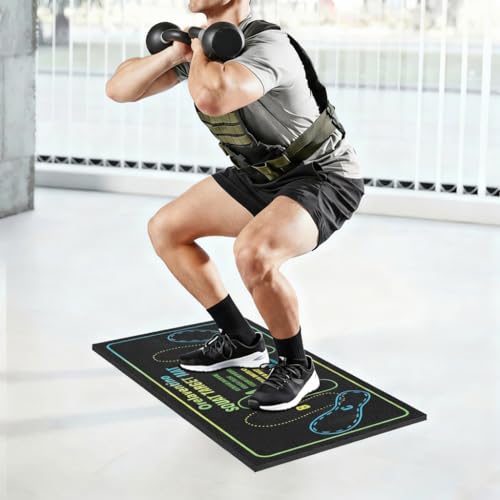 Non-Slip Squat Mat with Foot Position - Black 30'' x 13.8''
