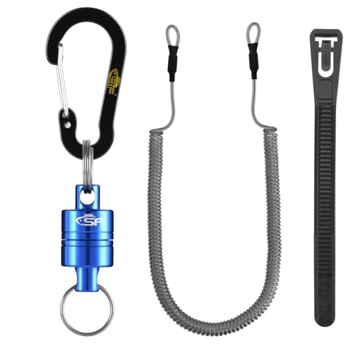 Strong Magnetic Net Release with Coiled Lanyard - Blue Magnet & Black Hook